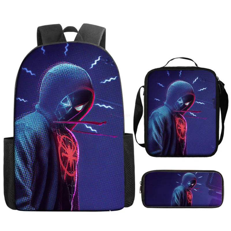 Kit Escolar Infantil Mochila com Lancheira e Estojo Homem Aranha