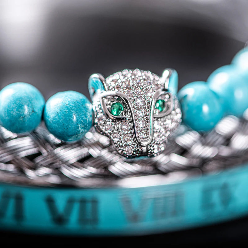 Pulseira LEOPARD & ROMAN - Joia em Aço Inoxidável Banhada em Ouro e Prata