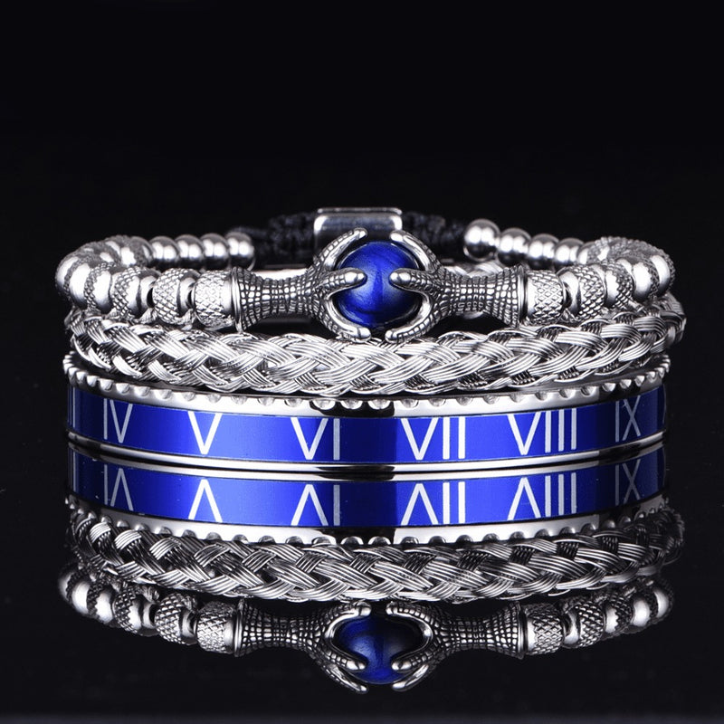Conjunto De Pulseiras ROYAL EAGLE - Joia Em Aço Inoxidável Com Pedra Natural