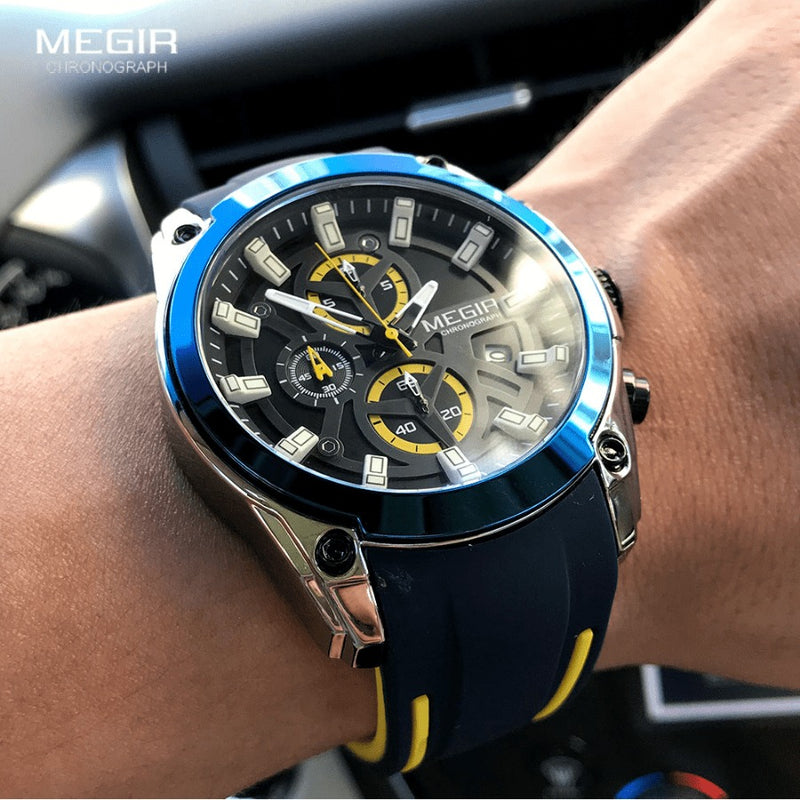 Relógio Masculino MEGIR SPORT ADVANCE - Cronógrafo, Efeito Luminoso, Resistência à Àgua