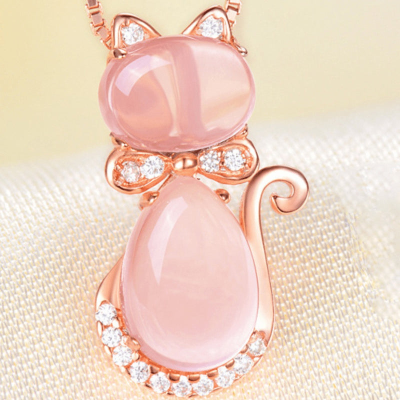 Corrente Veneziana Cravejada com Cristais de Zircônia e Pingente de Gato MISS CAT