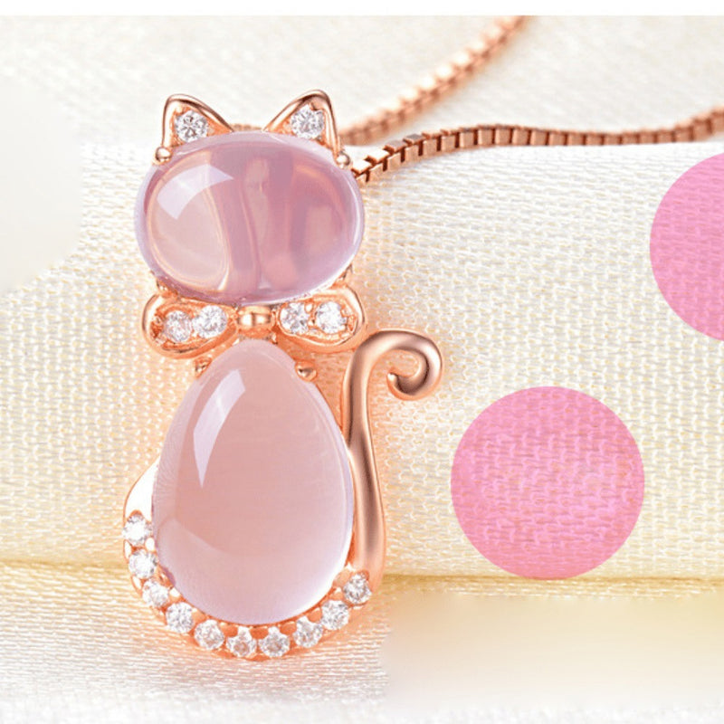 Corrente Veneziana Cravejada com Cristais de Zircônia e Pingente de Gato MISS CAT
