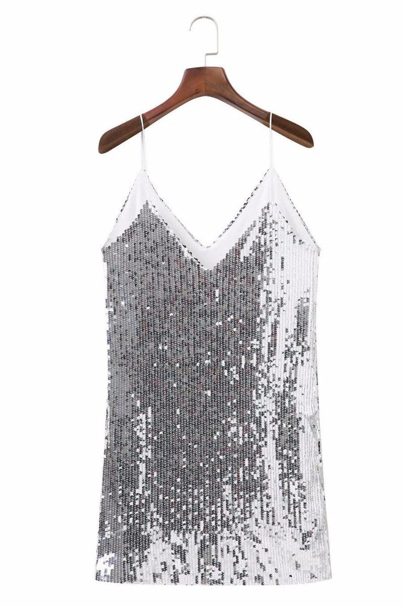 Vestido Curto Alcinha Paetê em Algodão Star Night