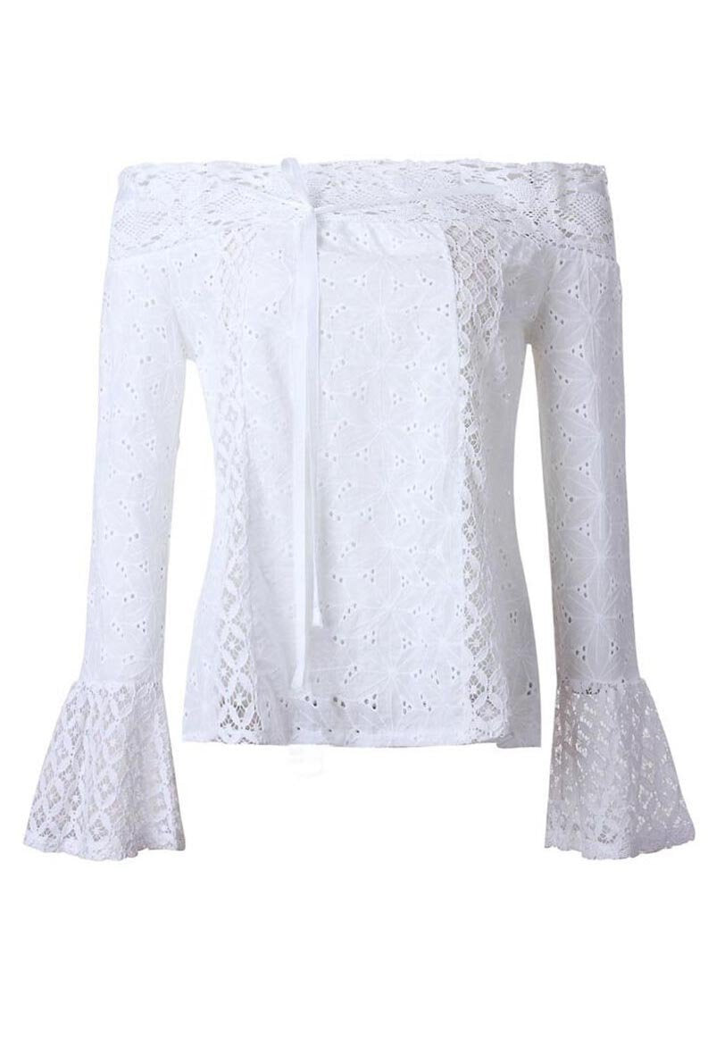 Blusa Feminina Renda Ombro a Ombro - Vintage