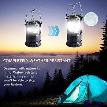 Lanterna para Acampamento Led movido à Energia Solar - Perfeito para Caminhadas, Camping, Emergências!