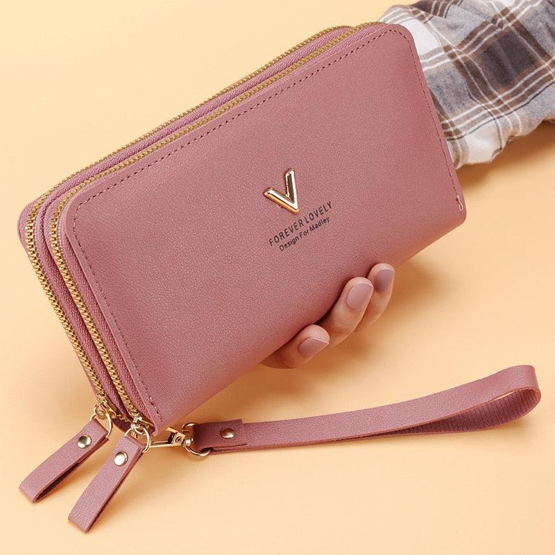 Carteira Feminina Bolsa Clutch LUXURY MONEY com Dois Zíperes - Inov&tec