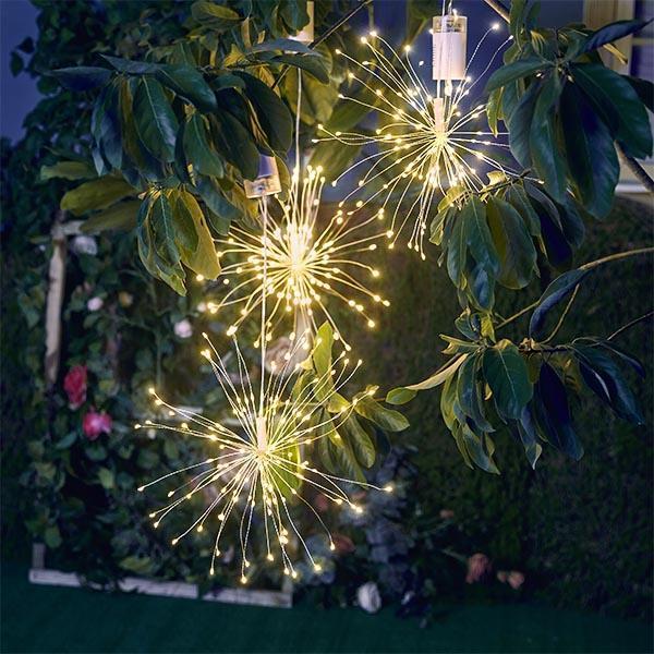 Luminária Estilo Fogos de Artifício em Fio de Cobre com 120 Luzes de LEDs