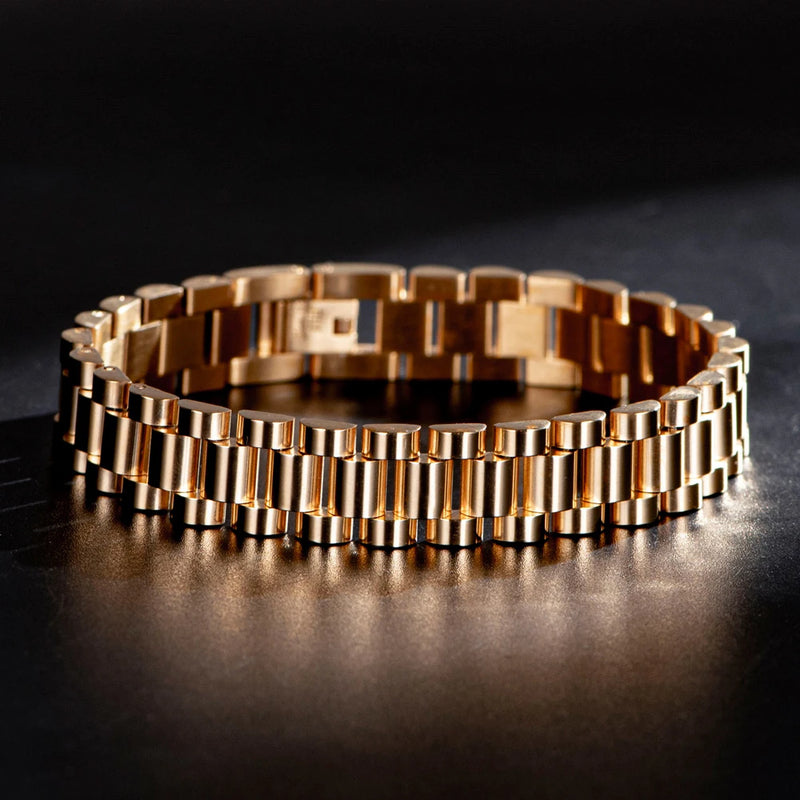 Pulseira ELEGANCE LUXO - Joia em Aço Inoxidável Banhada em Ouro e Prata