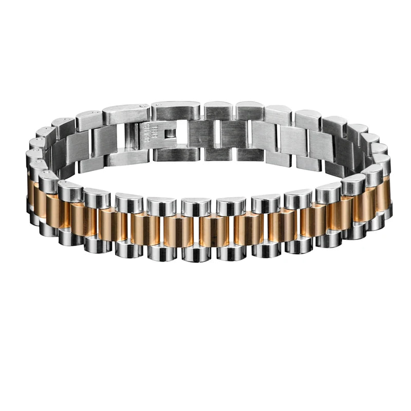 Pulseira ELEGANCE LUXO - Joia em Aço Inoxidável Banhada em Ouro e Prata