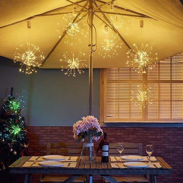Luminária Estilo Fogos de Artifício em Fio de Cobre com 120 Luzes de LEDs