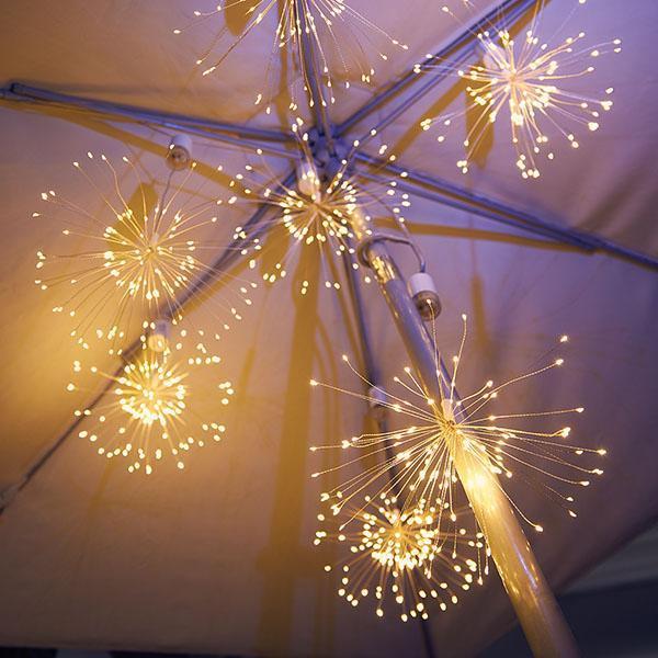 Luminária Estilo Fogos de Artifício em Fio de Cobre com 120 Luzes de LEDs