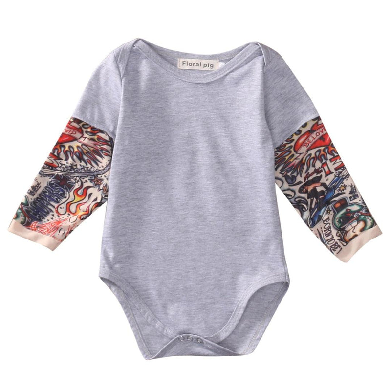 Camiseta/Body Com Tatuagem Fake Para Crianças e Bebes - TATOO BABY Divertido e Confortável - Inov&tec