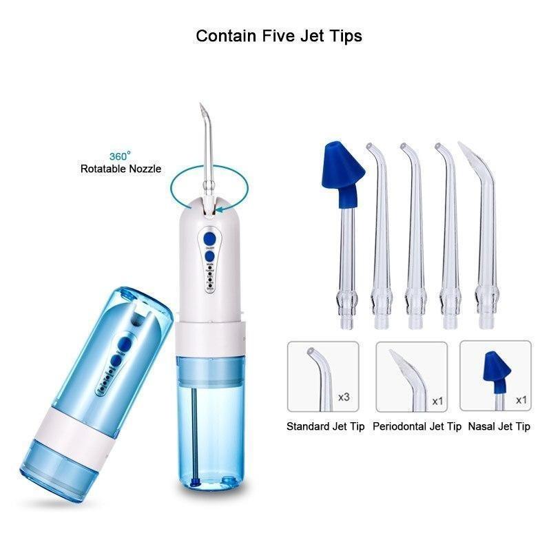 Irrigador Oral Bucal com 5 Bicos Intercambiáveis Limpeza Profunda Water Flosser