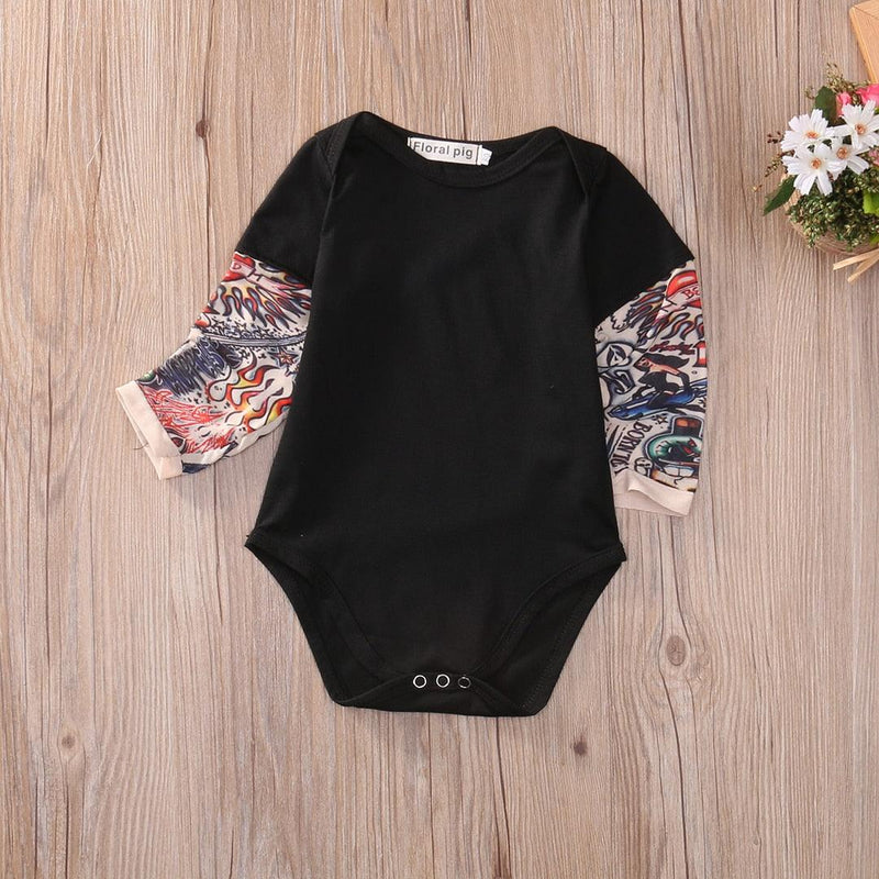 Camiseta/Body Com Tatuagem Fake Para Crianças e Bebes - TATOO BABY Divertido e Confortável - Inov&tec
