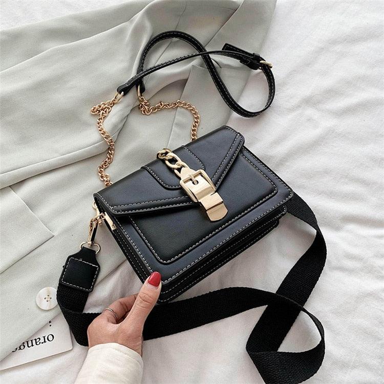 Bolsa Feminina FASHION CHAIN - Bolsa de Ombro em Couro PU, HandBag - Inov&tec