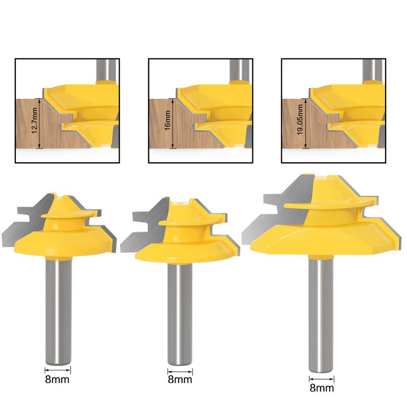 Kit Fresa 45 ° Kit com 3 pcs - Haste 8mm