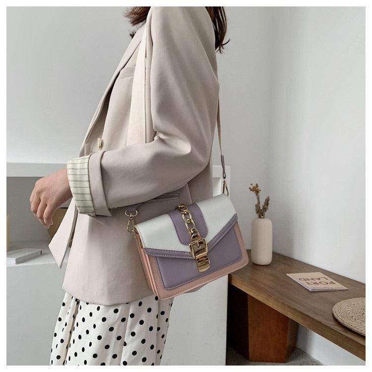 Bolsa Feminina FASHION CHAIN - Bolsa de Ombro em Couro PU, HandBag - Inov&tec
