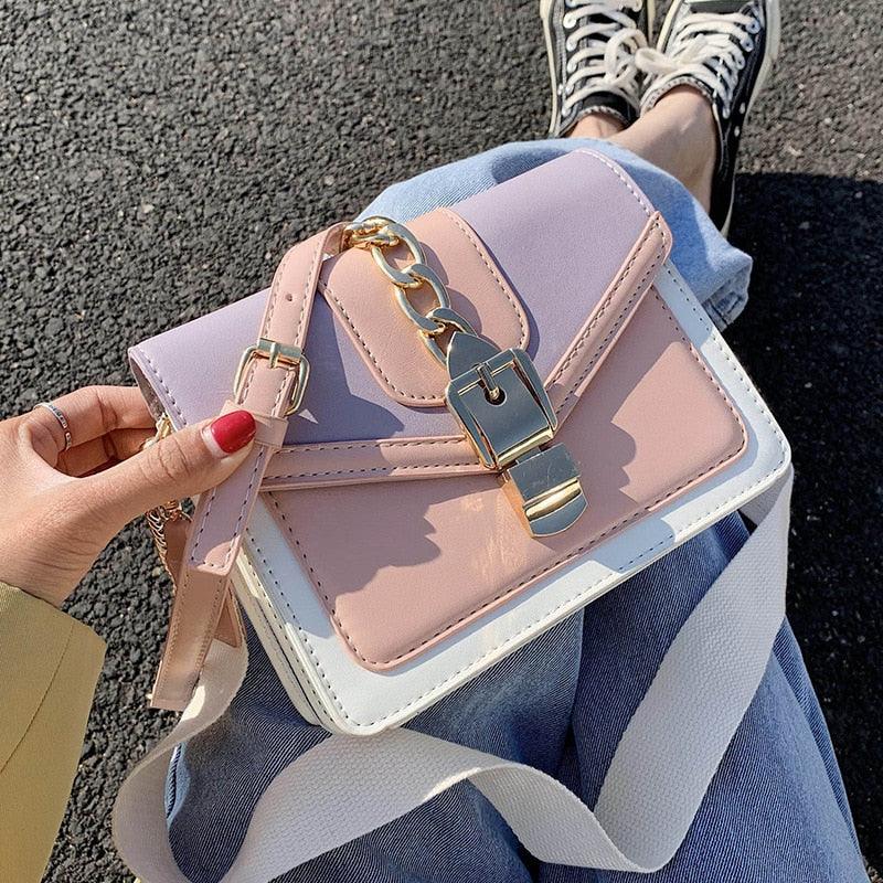 Bolsa Feminina FASHION CHAIN - Bolsa de Ombro em Couro PU, HandBag - Inov&tec
