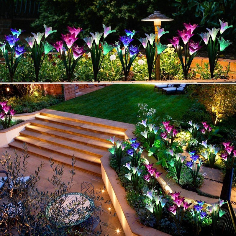 2 Conjuntos de Flores LED de Acionamento Solar