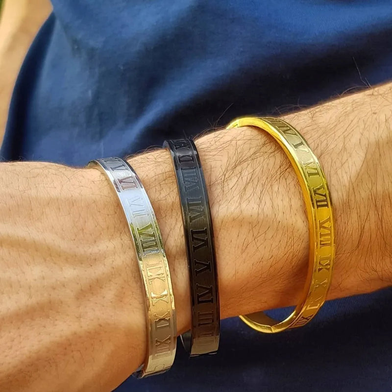 Pulseira ROMANA - Joia em Aço Inoxidável Banhada em Ouro e Prata