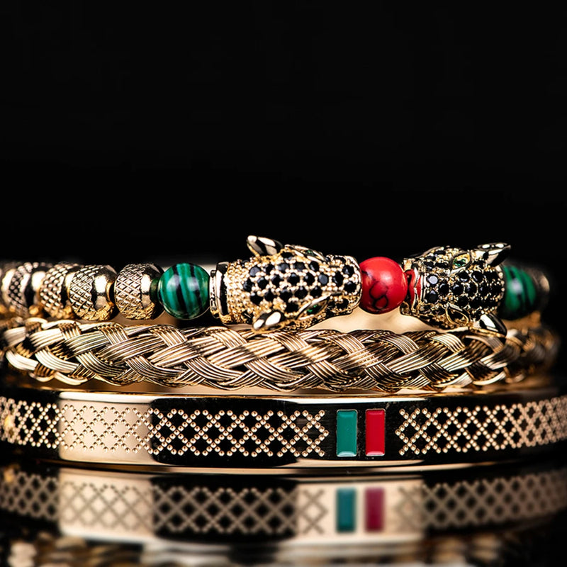 Pulseira DUAL LEOPARD - Joia em Aço Inoxidável Banhada em Ouro e Prata