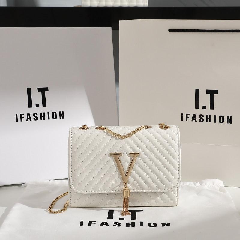 Bolsa Luxury V TRIANGLE PLUS - Bolsa de Ombro, Clutch, Handbag Feminina - Inov&tec