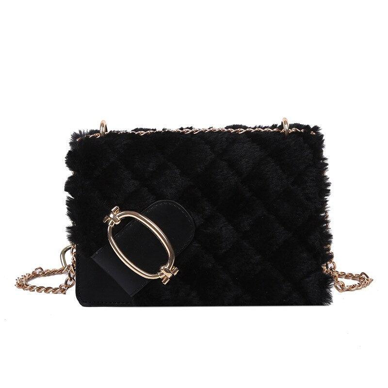 Bolsa FLUZZY PLUSH Em Pelúcia -  Bolsa De Ombro Feminina HandBag - Inov&tec