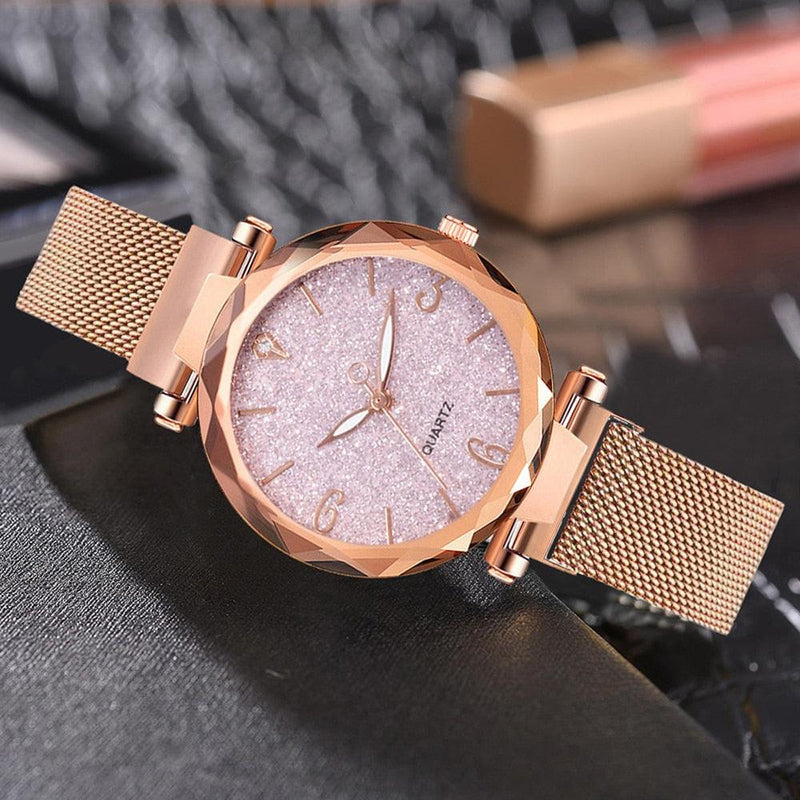 Relógio Feminino QUARTZ Lady Rosê - Luxuoso com Pulseira Rosê Gold e Fundo Cristal Rosê (ÚLTIMAS PEÇAS EM QUEIMA DE ESTOQUE) - Inov&tec