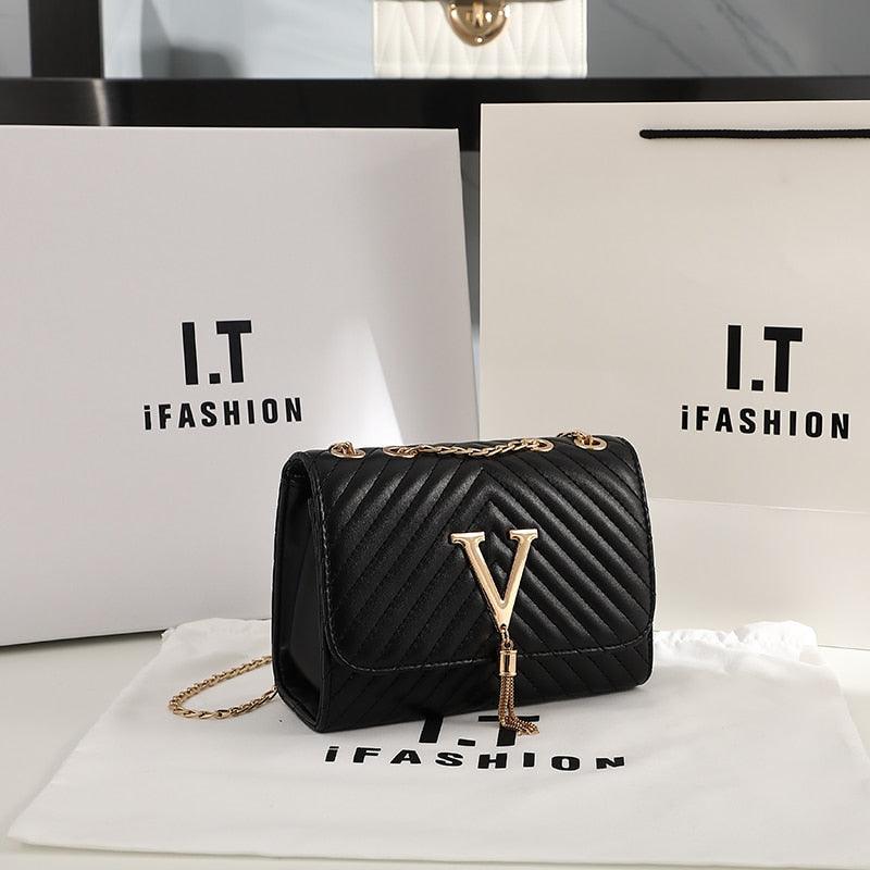Bolsa Luxury V TRIANGLE PLUS - Bolsa de Ombro, Clutch, Handbag Feminina - Inov&tec