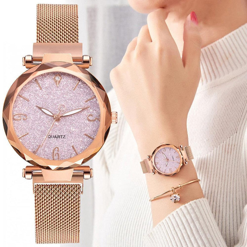 Relógio Feminino QUARTZ Lady Rosê - Luxuoso com Pulseira Rosê Gold e Fundo Cristal Rosê (ÚLTIMAS PEÇAS EM QUEIMA DE ESTOQUE) - Inov&tec