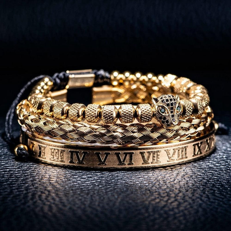 Kit de 3 Pulseiras Banhadas a Ouro e Prata Cravejadas com Cristais De Zircônia LUXURY PANTHER