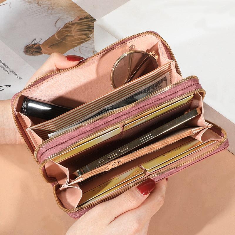 Carteira Feminina Bolsa Clutch LUXURY MONEY com Dois Zíperes - Inov&tec