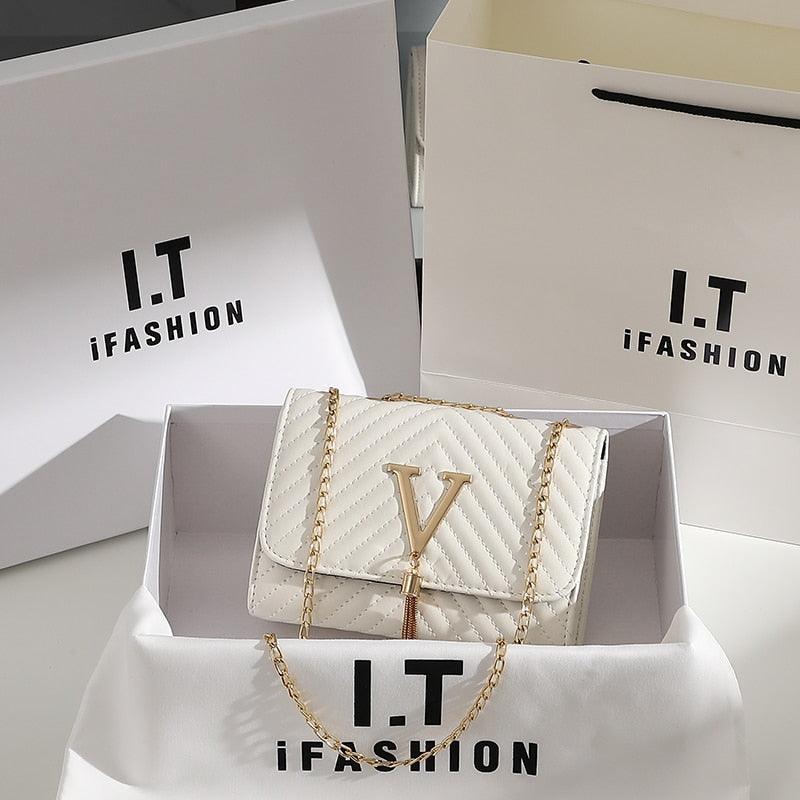Bolsa Luxury V TRIANGLE PLUS - Bolsa de Ombro, Clutch, Handbag Feminina - Inov&tec