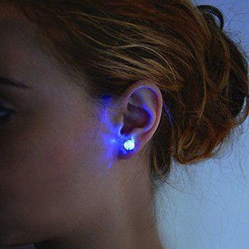 Par de Brincos Unissex Iluminados de LED em Aço Inoxidável