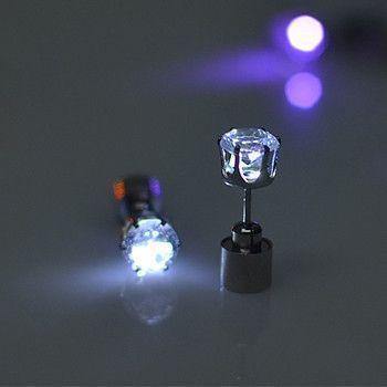 Par de Brincos Unissex Iluminados de LED em Aço Inoxidável