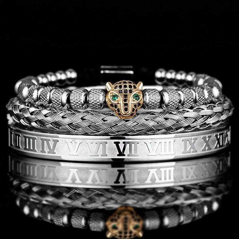 Kit de 3 Pulseiras Banhadas a Ouro e Prata Cravejadas com Cristais De Zircônia LUXURY PANTHER