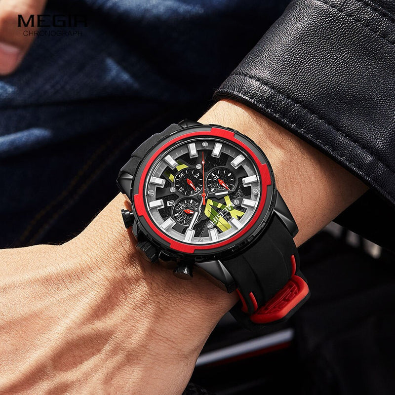 Relógio Masculino MEGIR SPORT EXPLORER - Design 3D, Cronógrafo, Movimento de Quartzo
