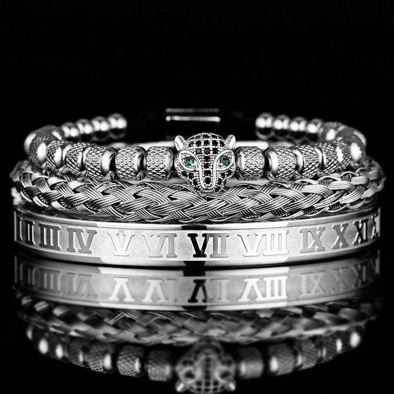 Kit de 3 Pulseiras Banhadas a Ouro e Prata Cravejadas com Cristais De Zircônia LUXURY PANTHER