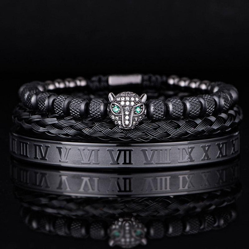 Kit de 3 Pulseiras Banhadas a Ouro e Prata Cravejadas com Cristais De Zircônia LUXURY PANTHER