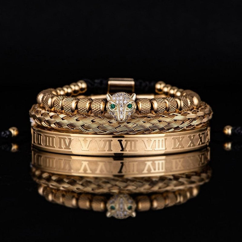 Kit de 3 Pulseiras Banhadas a Ouro e Prata Cravejadas com Cristais De Zircônia LUXURY PANTHER