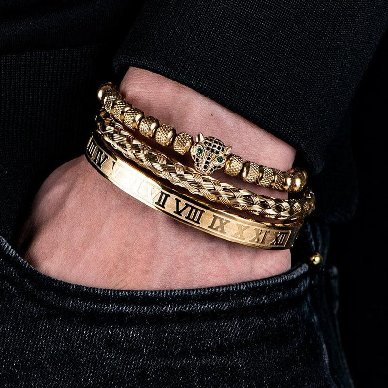 Kit de 3 Pulseiras Banhadas a Ouro e Prata Cravejadas com Cristais De Zircônia LUXURY PANTHER