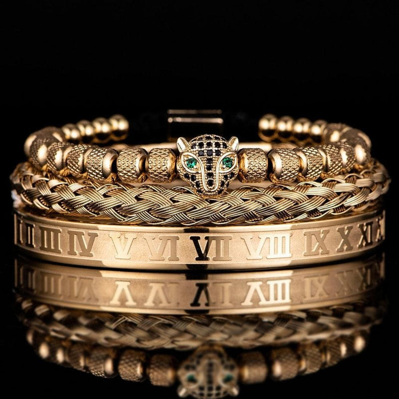 Kit de 3 Pulseiras Banhadas a Ouro e Prata Cravejadas com Cristais De Zircônia LUXURY PANTHER