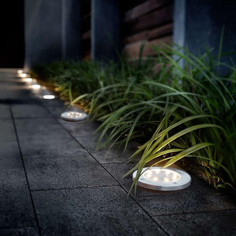 Kit 2 Luzes LED com 8 Pontos de Chão Impermeàveis a Energia Solar