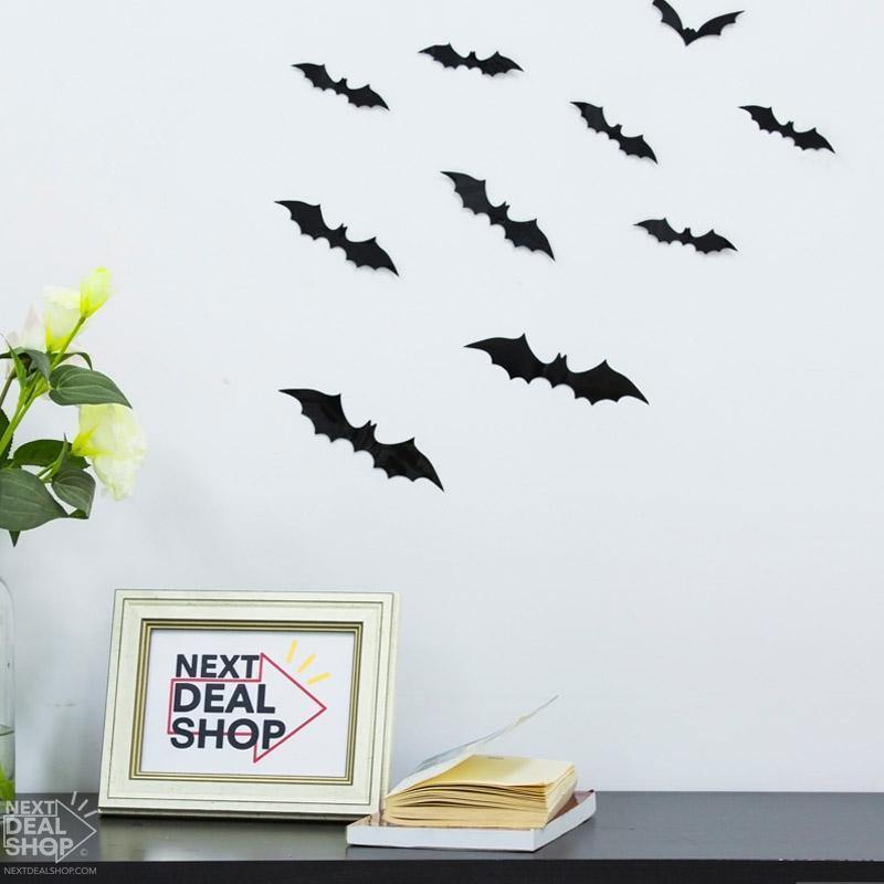 12 Peças de Adesivo de Parede para Decoração de Morcego 3D