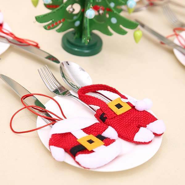 4 Peças de Porta-Talheres de Papai Noel