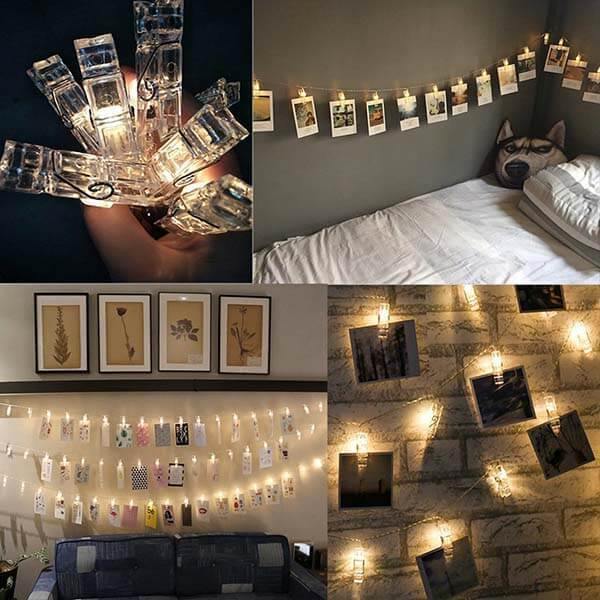 Cordão de Luzes Led com Pregadores para Fotografias - Photo Clip Lights