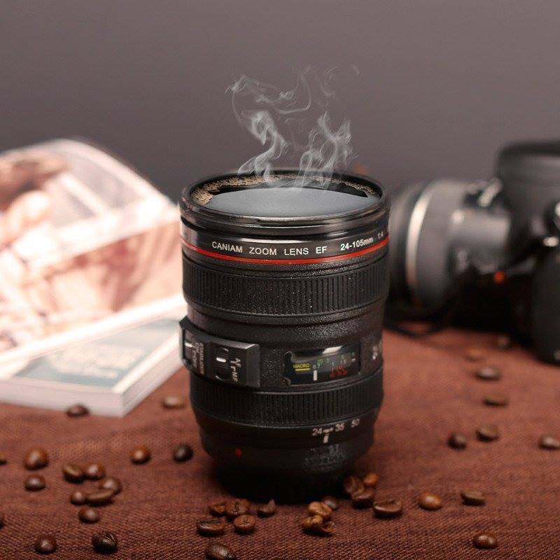 Caneca Lente de Câmera de Aço Inoxidável 300 ml Lens Mug