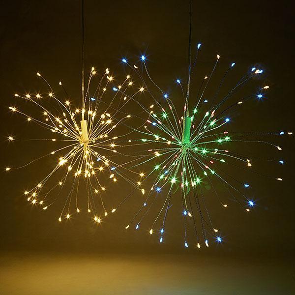 Luminária Estilo Fogos de Artifício em Fio de Cobre com 120 Luzes de LEDs