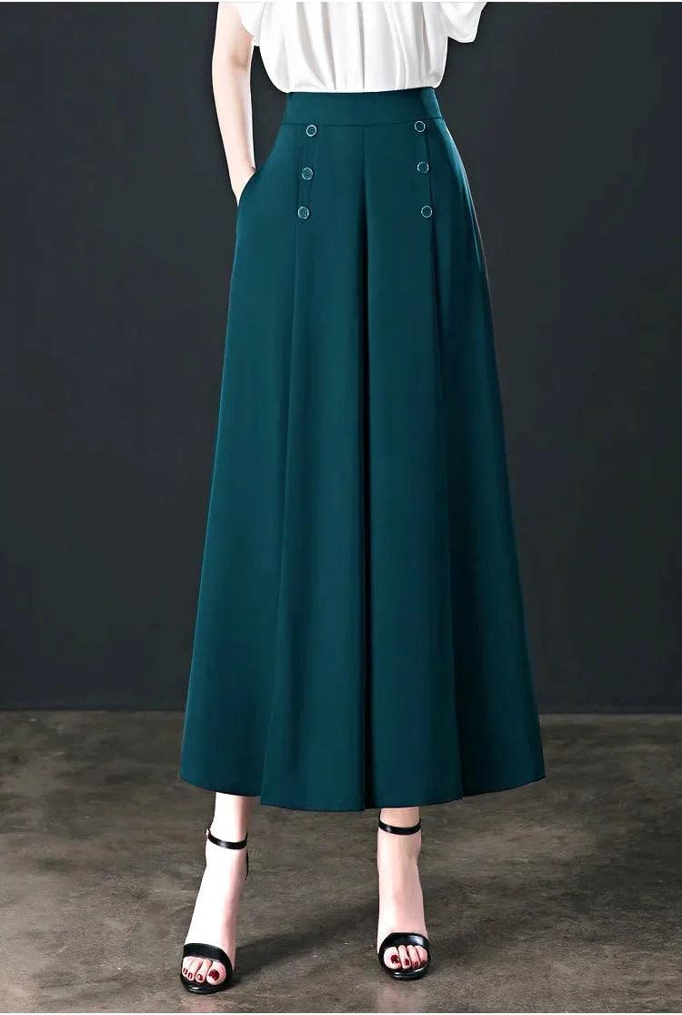 Calça Longa com Cós Alto modelo GRIFE em Seda e Elastano / Tendência na Moda Verão - Inov&tec