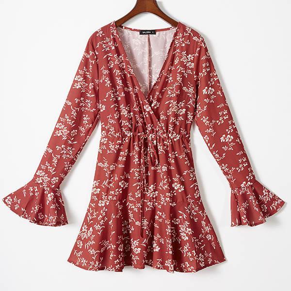 Vestido Curto Canelado Floral